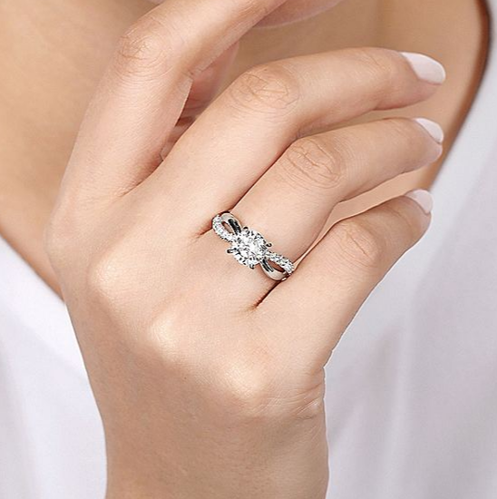 Gabriel & Co. 18K White Gold Rhapsody Round Twisted Diamond Engagement Ring