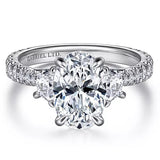 18K White Gold Yasmine Oval Three Stone Diamond Engagement Ring