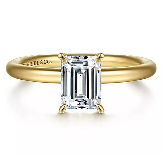 14K Yellow Gold ‘Lark’ Emerald Cut Solitaire Engagement Ring by Gabriel & Co.