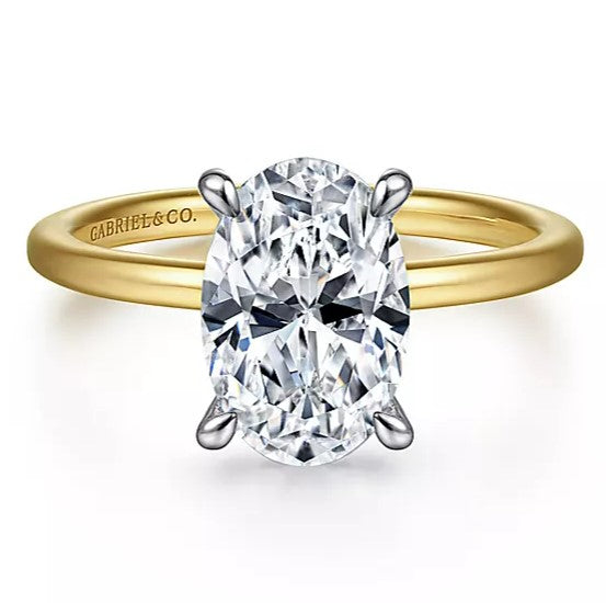 14K Yellow And White Gold ‘Cari’ Hidden Halo Oval Diamond Engagement Ring