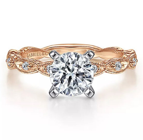 Gabriel & Co. 14K White And Rose Gold Sadie Round Diamond Engagement Ring
