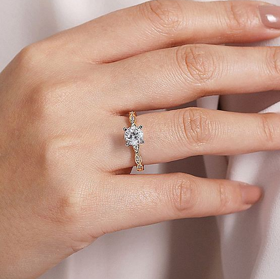 Gabriel & Co. 14K White And Rose Gold Sadie Round Diamond Engagement Ring