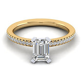 Gabriel & Co. 14K Yellow And White Gold Straight Emerald Shaped Diamond Engagement Ring