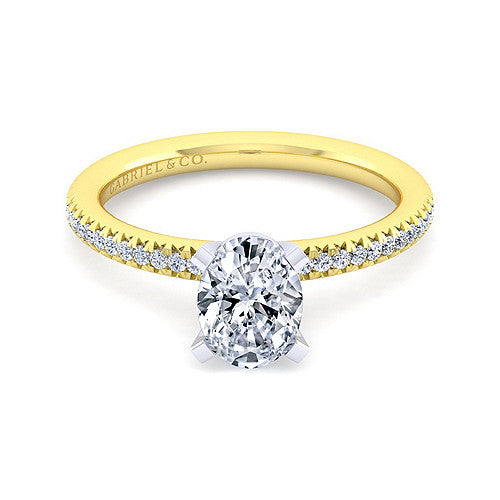 Gabriel & Co. 14K Yellow And White Gold Straight Oval Shaped Diamond Engagement Ring