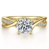 14K Yellow Gold Aleesa Round Diamond Twisted Engagement Ring