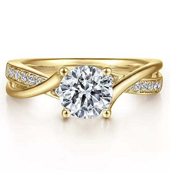 14K Yellow Gold Aleesa Round Diamond Twisted Engagement Ring