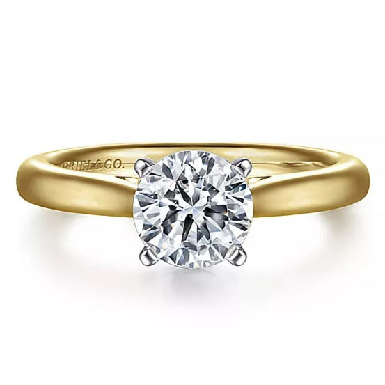 14K Yellow And White Gold Round Diamond Engagement Ring