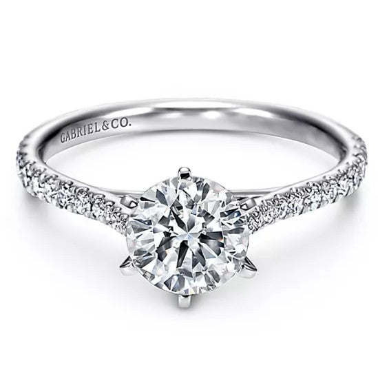 14K White Gold ‘Casey’ Round Diamond Engagement Ring