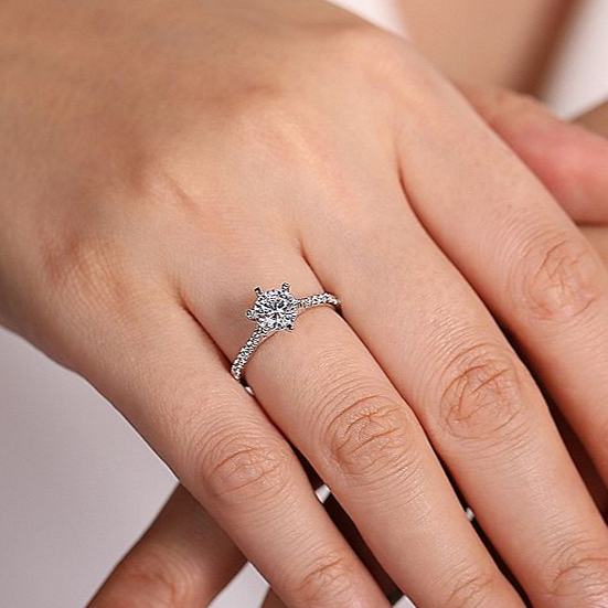 14K White Gold ‘Casey’ Round Diamond Engagement Ring