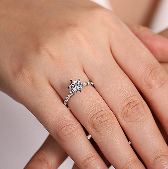 14K White Gold ‘Casey’ Round Diamond Engagement Ring