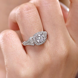 14K White Gold Delilah Cushion Halo Round Diamond Engagement Ring
