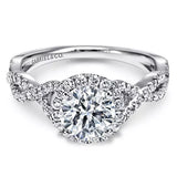 14K White Gold Marissa Round Halo Diamond Engagement Ring