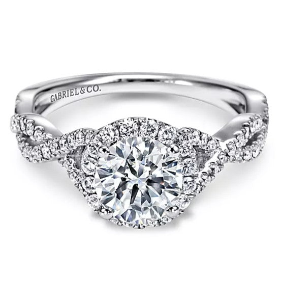 14K White Gold Marissa Round Halo Diamond Engagement Ring