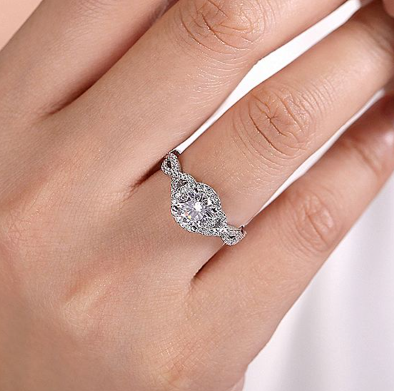 14K White Gold Marissa Round Halo Diamond Engagement Ring