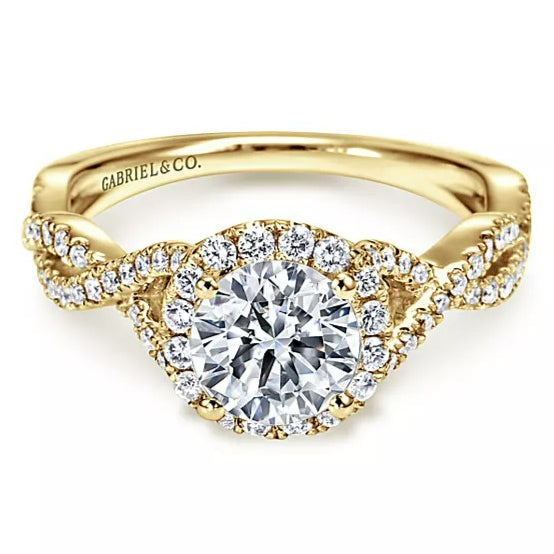 Gabriel & Co. 14K Yellow Gold ‘Zelda’ Round Halo Diamond Engagement Ring