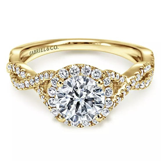Gabriel & Co. 14K Yellow Gold ‘Zelda’ Round Halo Diamond Engagement Ring