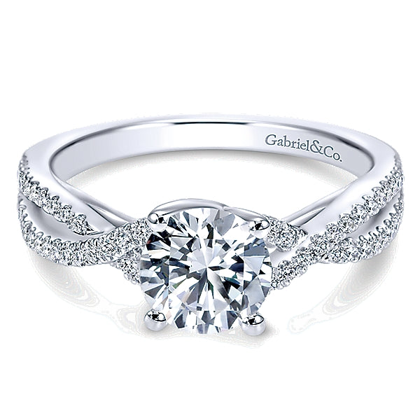 14K White Gold Gina Round Twisted Diamond Engagement Ring
