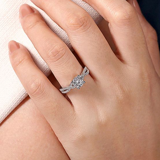 14K White Gold Gina Round Twisted Diamond Engagement Ring