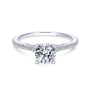 14K White Gold Jocelyn Round Diamond Engagement Ring