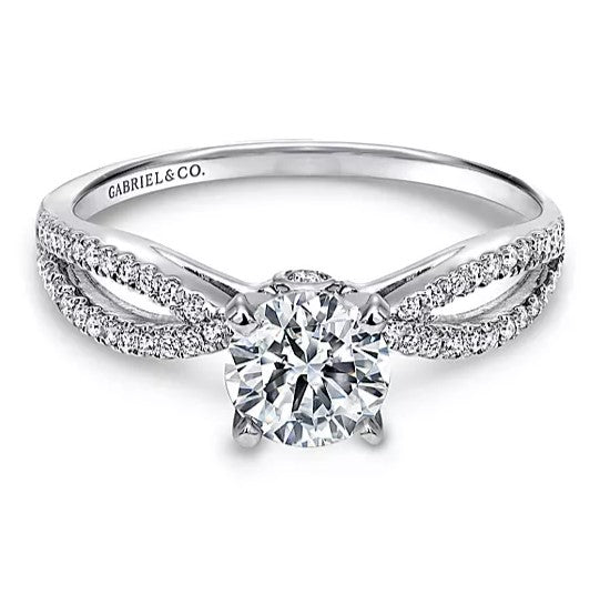 Gabriel & Co. 14K White Gold Elyse Round Split Shank Diamond Engagement Ring