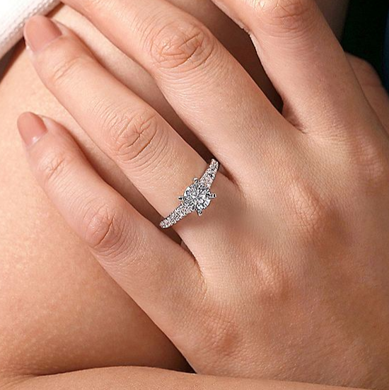 Gabriel & Co. 14K White Gold Bridget Round Diamond Engagement Ring