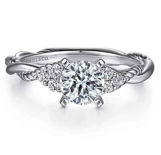Gabriel & Co. 14K White Gold Catalina Round Twisted Diamond Engagement Ring
