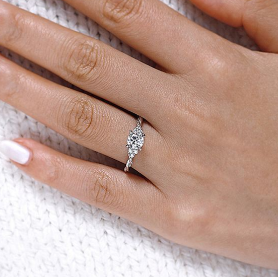Gabriel & Co. 14K White Gold Catalina Round Twisted Diamond Engagement Ring