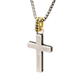 Sterling Silver Black Spinel Side Gem Cross Pendant