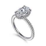 14K White Gold 'Allesia' Hidden Halo Oval Diamond Engagement Ring