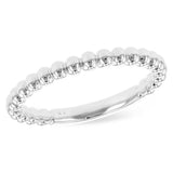 14K White Gold Beaded Stackable Wedding Band Ring