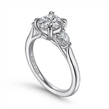 14K White Gold 'Sunday' Three Stone Round Diamond Engagement Ring
