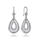 Sterling Silver White Sapphire Teardrop Bujukan Dangle Earrings
