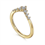 14K Yellow Gold Curved Natural Diamonds Band