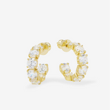 18K Yellow Gold Overlay Cubic Zirconia Inside Out Hoop Earrings