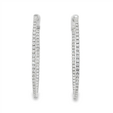 14K White Gold 35Mm Round Inside Out Lab Grown Diamonds Hoop Earrings