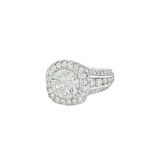 18K White Gold Halo Round Natural Diamonds Natural Diamonds Engagement Ring