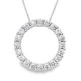 14K White Gold Natural Diamonds Circle Pendant Necklace