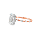 14K Two-Tone 'Adeena' Hidden Halo Oval Natural Diamonds Engagement Ring