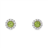 August Birthstone Earrings: Sterling Silver Peridot Halo Earrings