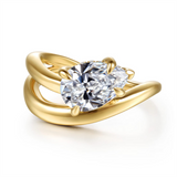 14K Yellow Gold 'Eleanora' Contemporary Pear Natural Diamonds Engagement Ring