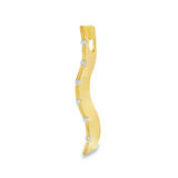JT ESTATE 18K Yellow Gold Natural Diamond Wavy Bar Pendant