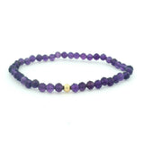 February Birthstone Bracelet: 4Mm Faceted Amethyst Bracelet With Gold Filled Finishing Bead