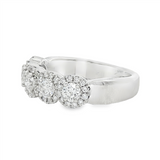 14K White Gold 5 Stone Halo Straight Natural Diamonds Band