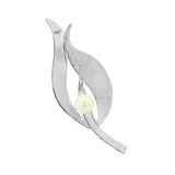 JT ESTATE Sterling Silver Pearl Leaf Brooch