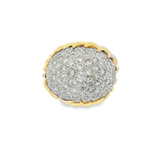 JT ESTATE 18K Yellow And White Gold Domed Cluster Natural Diamonds Ring