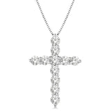 14K White Gold Natural Diamonds Cross Pendant