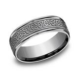 Grey Tantalum 7mm Love Knot Triangle Polished Round Edge Wedding Band