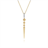 14K Yellow And White Gold Bujukan Punk Bullet Drop Diamond Pendant