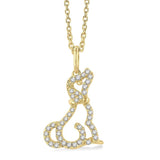 10K Yellow Gold Petite Dog Diamond Pendant Necklace