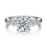 14K White Gold 'Bonita' Five Stone Round Natural Diamonds Engagement Ring